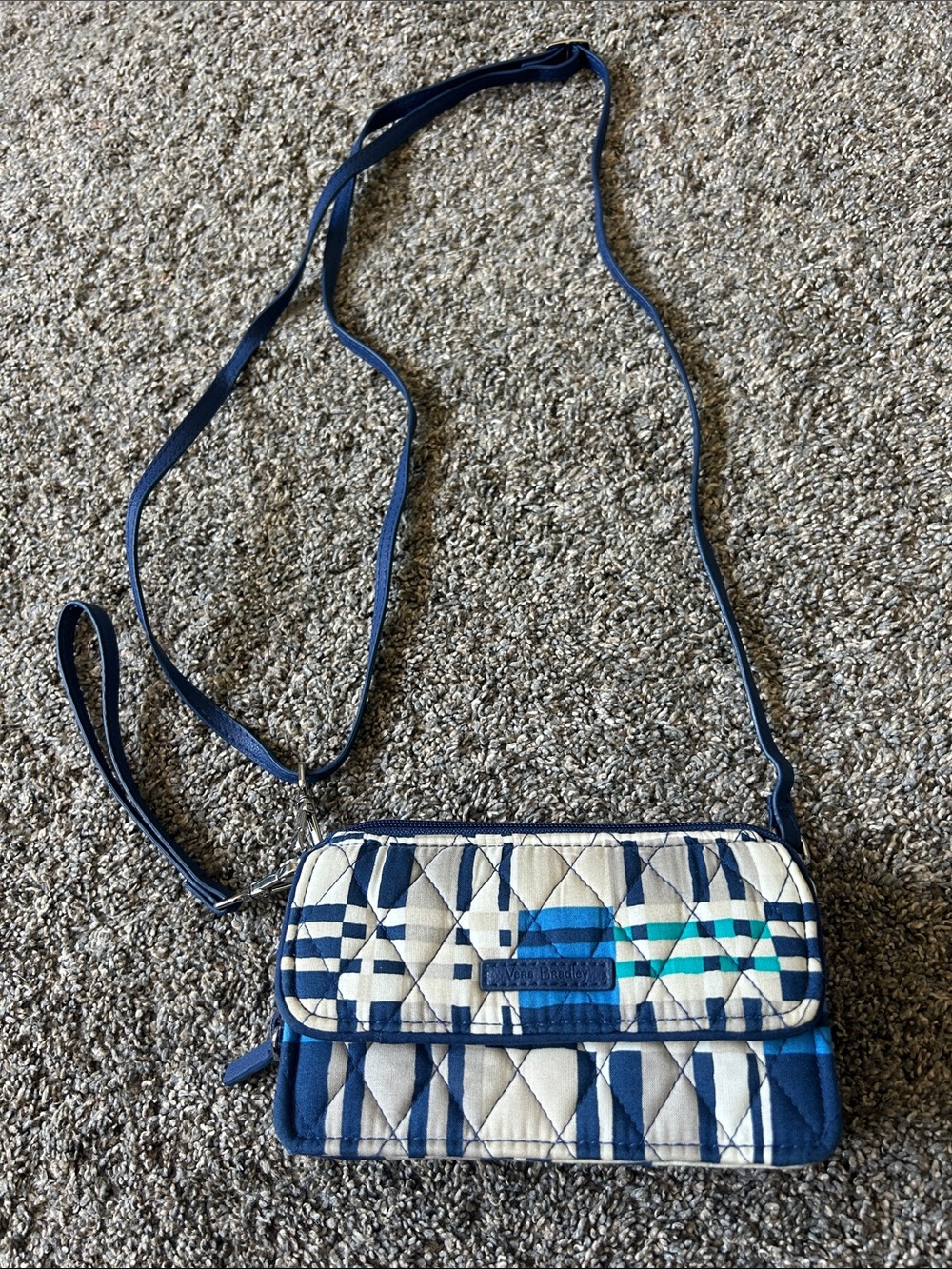 Vera Bradley Blue Quilted Patterned Crossbody Bag